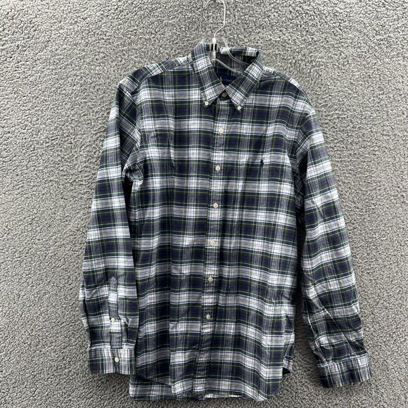 Ralph Lauren Shirt Mens Large Button Down Long Sleeve Blue Green Plaid - Picture 1 of 7